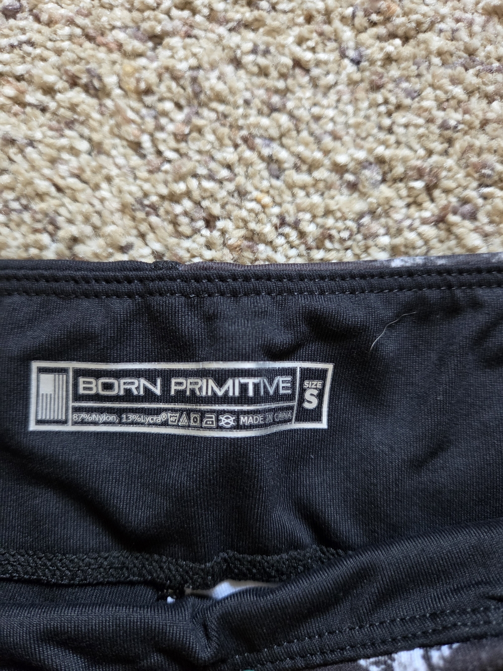 Born Primitive Black Shorts with Blue and White Striped Panel - Picture 3 of 3